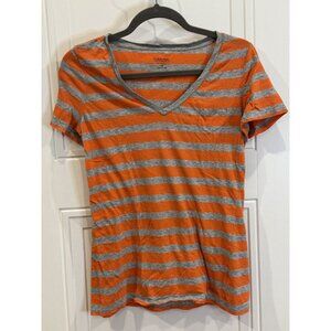 Calvin Klein Performance Orange & Grey Striped Short Sleeve T-Shirt EUC